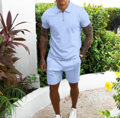 Men's Casual Short-sleeved Slim Shorts Suit